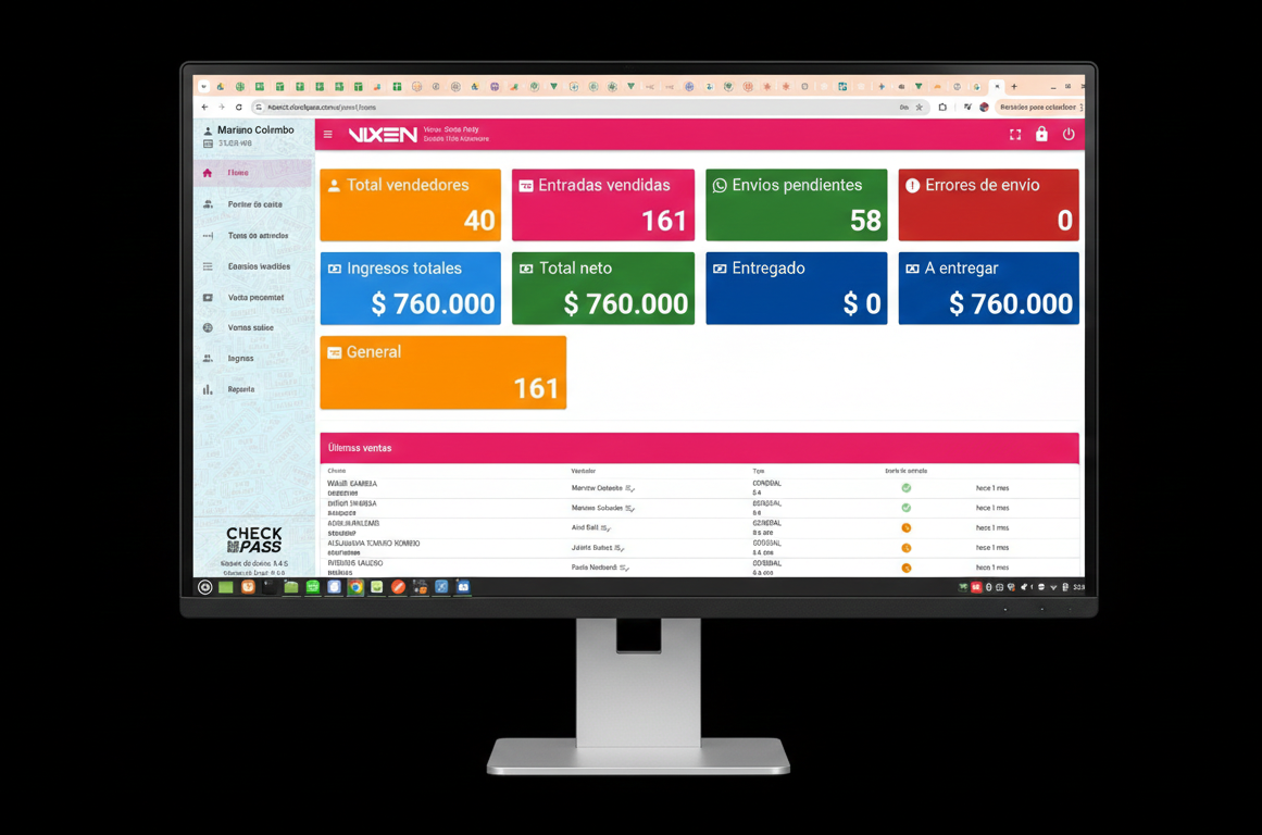 Panel de administración en escritorio