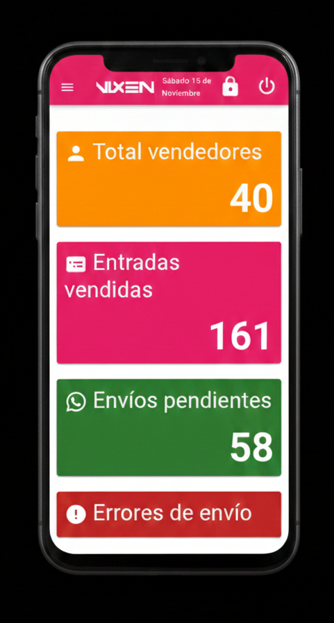 Panel de administración en móvil